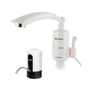 Кран з екраном проточний водонагрівач - Delimano + Електрична помпа для води - Aqua pump